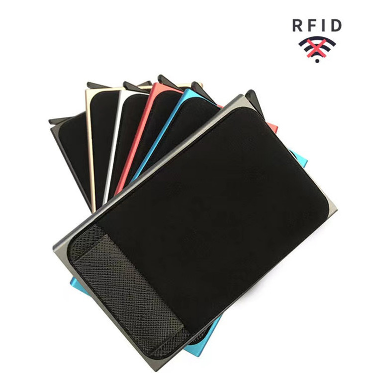 Otomatis Pop Up RFID Aluminium Dompet karo Elastisitas Back Pouch