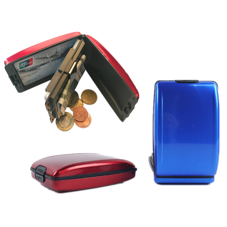 Multifunctional RFID Aluminium Card Holder Dompet Kanggo dhuwit recehan Card Cash